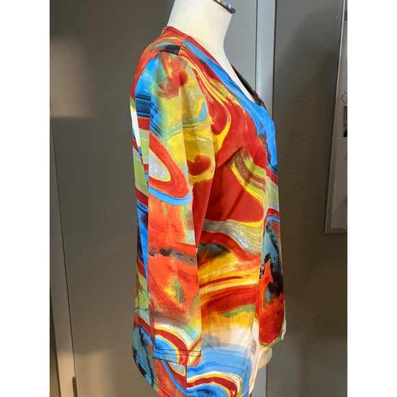 nwt polyester womens dress blouse ny modes crystal 3/4 sleeve neck choose sizes - Picture 5 of 14